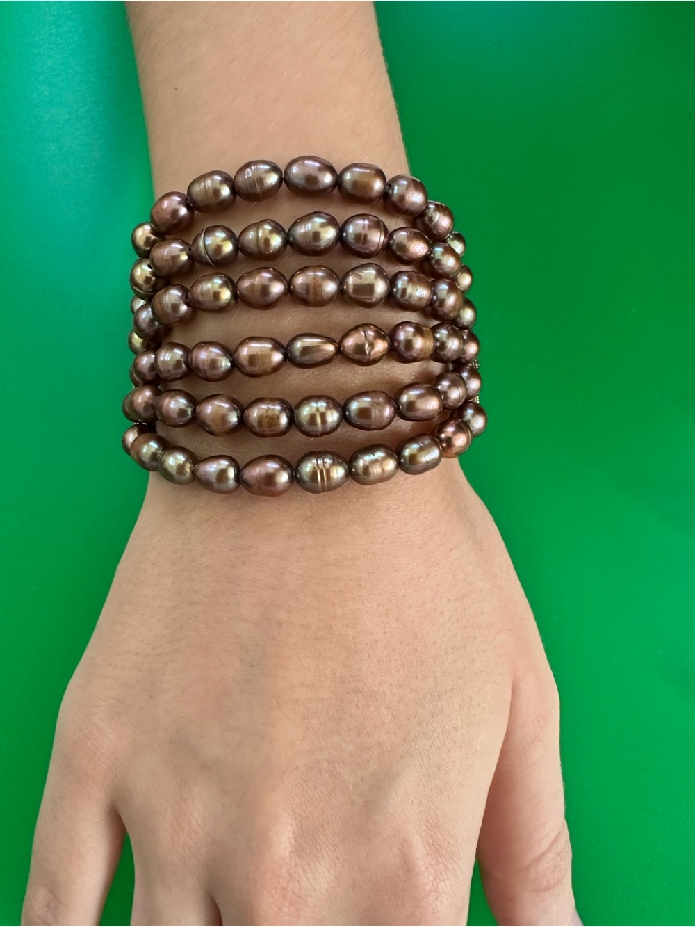Lustrous Chocolate Pearl Stretch Bracelet - Women’s Multi-Strand